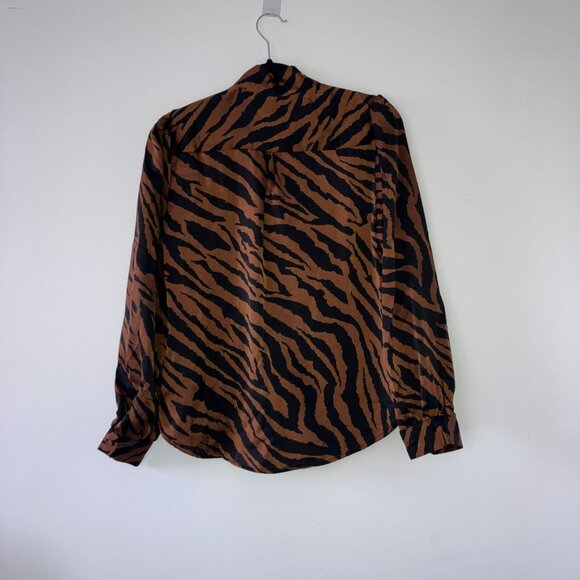 3 for $15 laundry black and brown zebra blouse, size xs - Picture 2 of 2